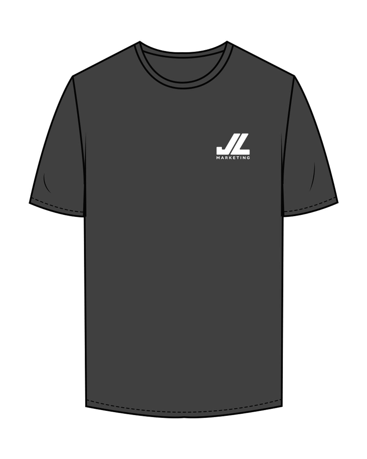The Mens Tee - Charcoal - JL Marketing - Left Chest - Printed - White