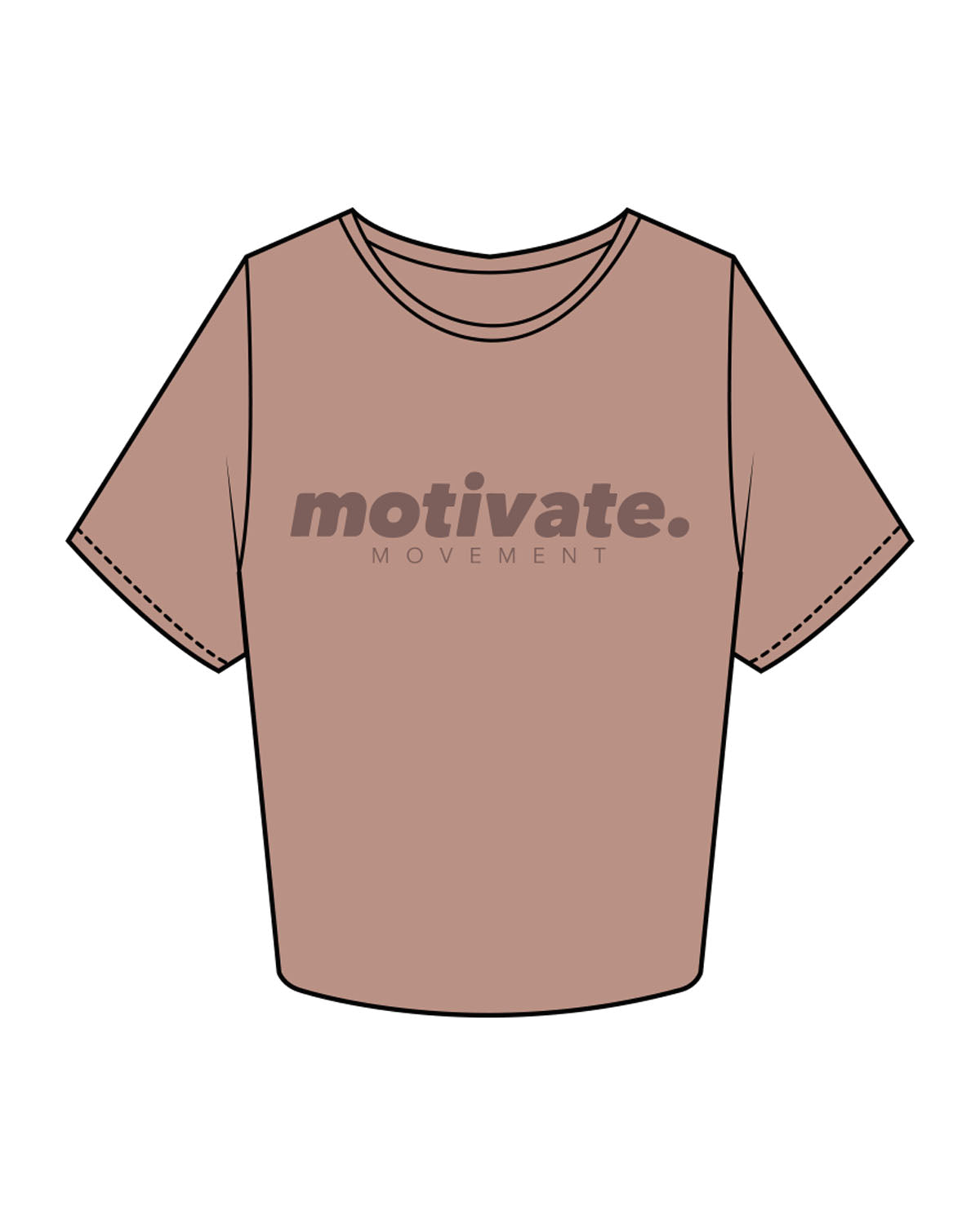 The Crop Tee - Clay - Motivate Movement - Center Chest & Back Neckline - Printed - Tone on Tone
