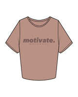 The Crop Tee - Clay - Motivate Movement - Center Chest & Back Neckline - Printed - Tone on Tone