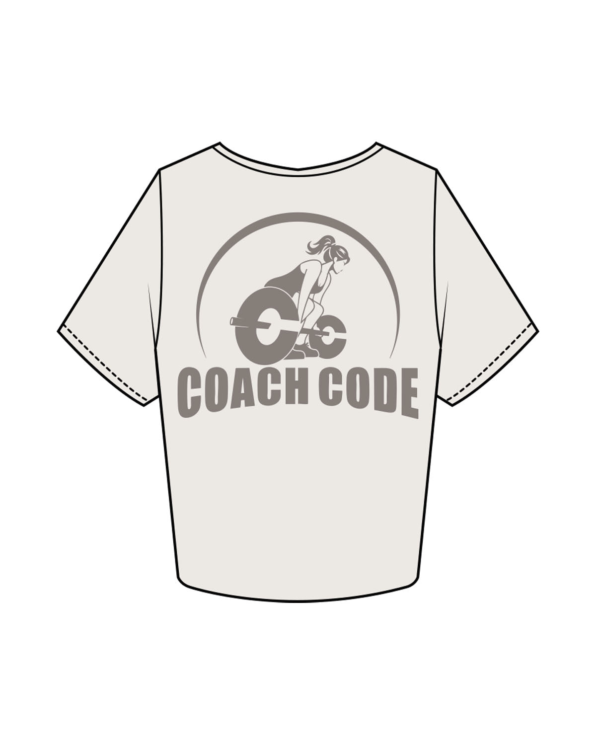The Crop Tee - Bone - Coach Code - Left Chest - Back Full Center - Printed - Washed Gray