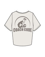 The Crop Tee - Bone - Coach Code - Left Chest - Back Full Center - Printed - Washed Gray