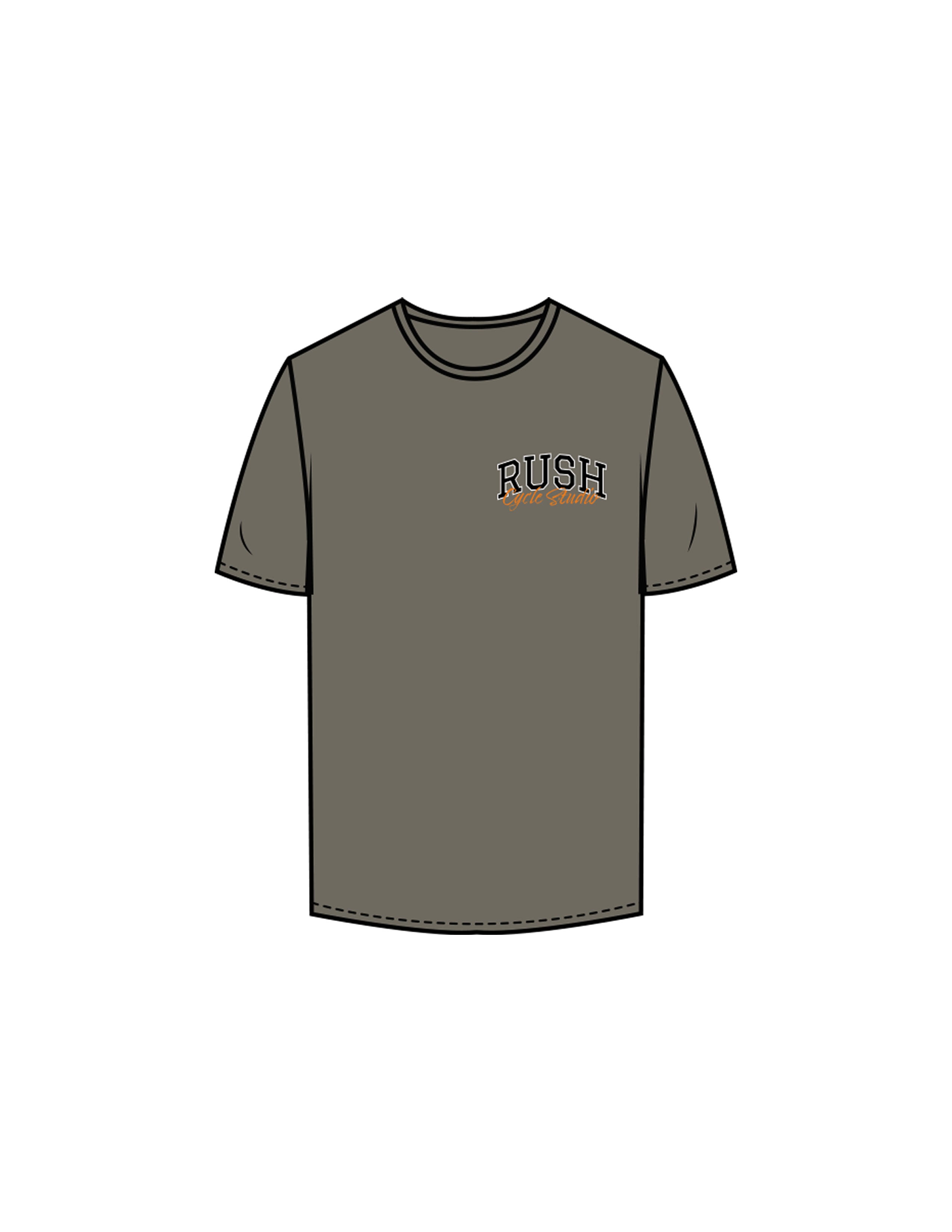 The Mens Tee - Cypress - Rush Cycle Studio - Left Chest Stacked - Printed - Full Color