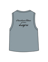 The Daily Crop Tank - Stonewash Denim - Powerhouse Fitness - Center Chest & Back Stacked "LAGREE" - Printed - Black