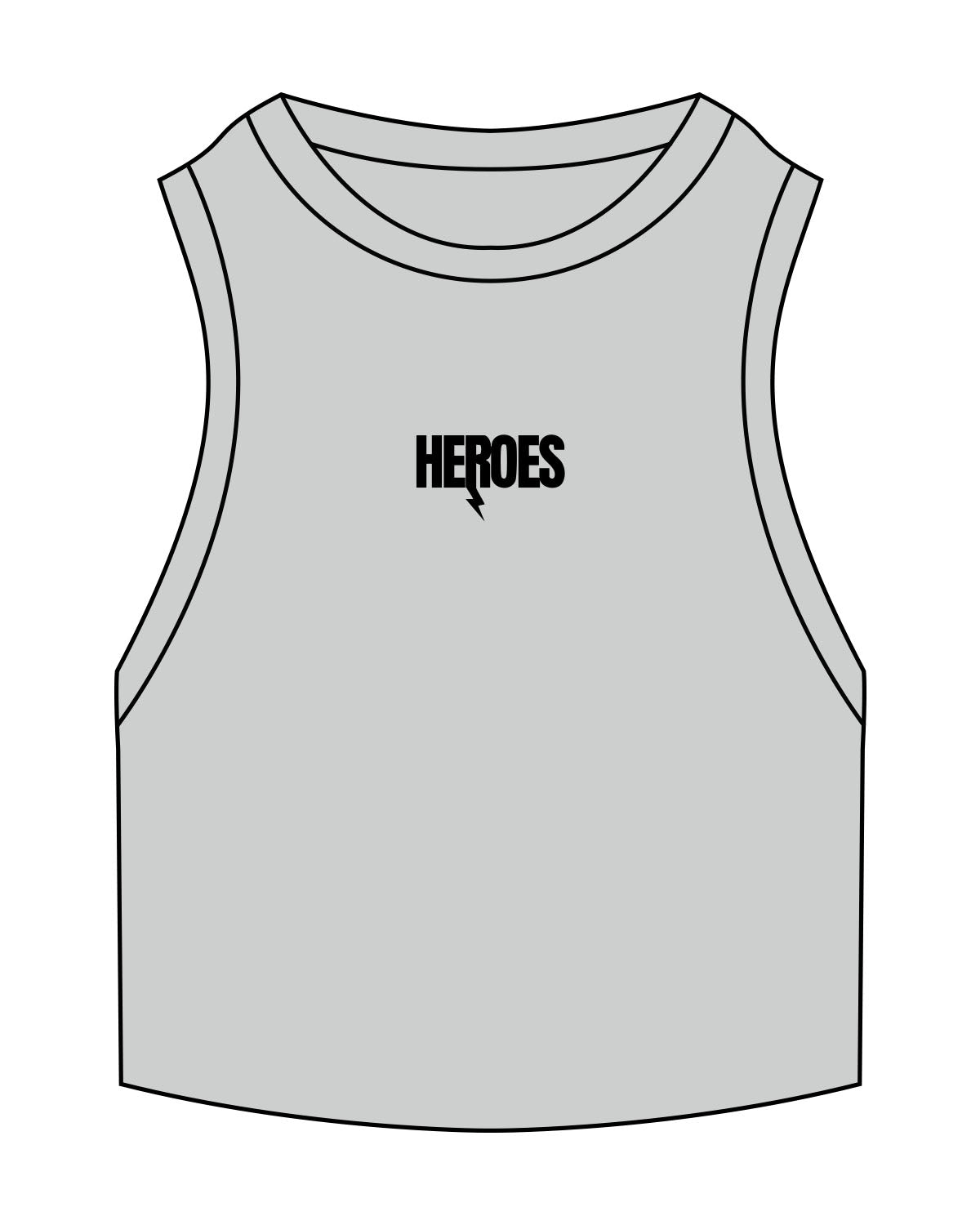 The Ribbed Crop Tank - Storm - Heroes Fitness - Center Chest - Embroidered - Black