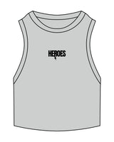 The Ribbed Crop Tank - Storm - Heroes Fitness - Center Chest - Embroidered - Black