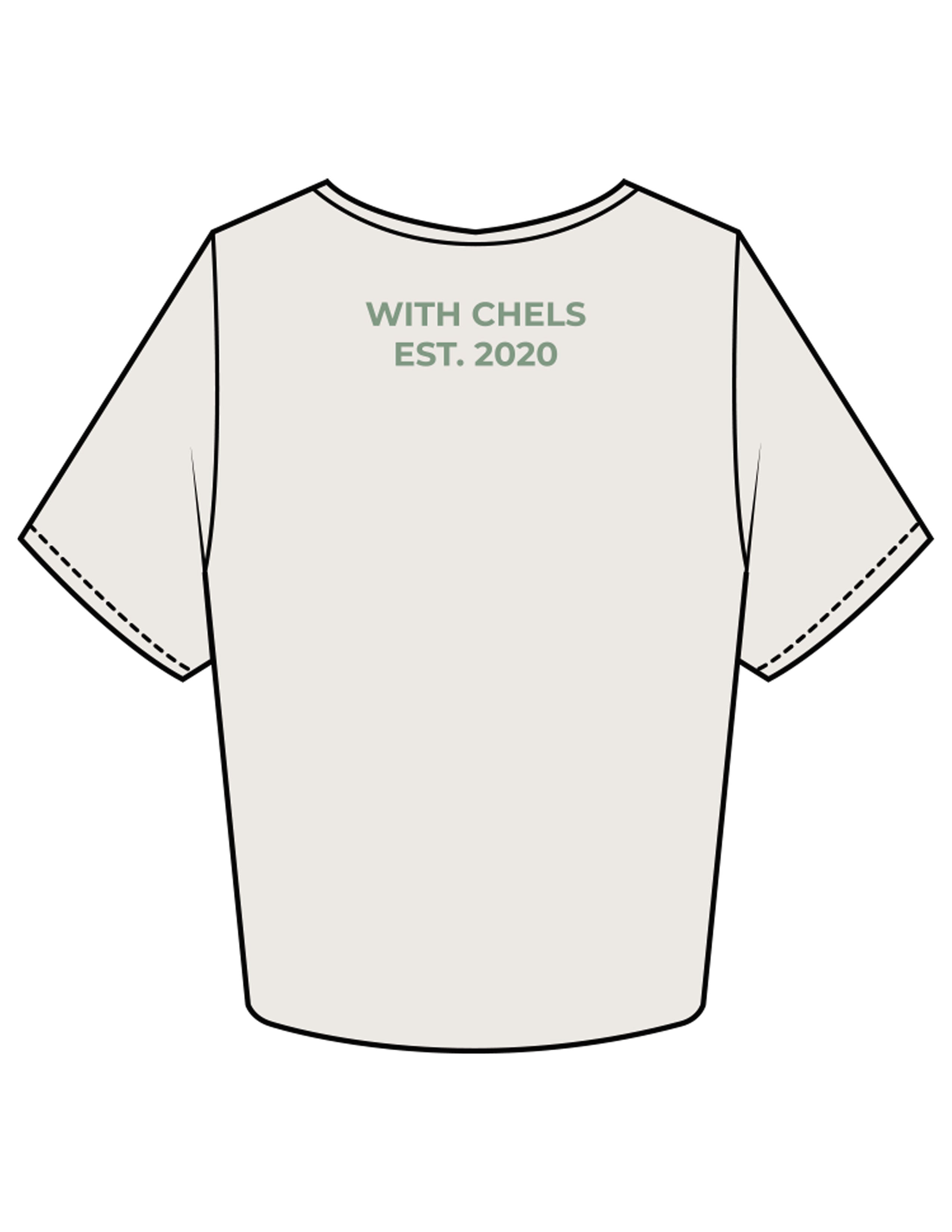 The Crop Tee - Bone - Movement With Chels - Chest Arc & Back Neckline Stacked - Printed - Green