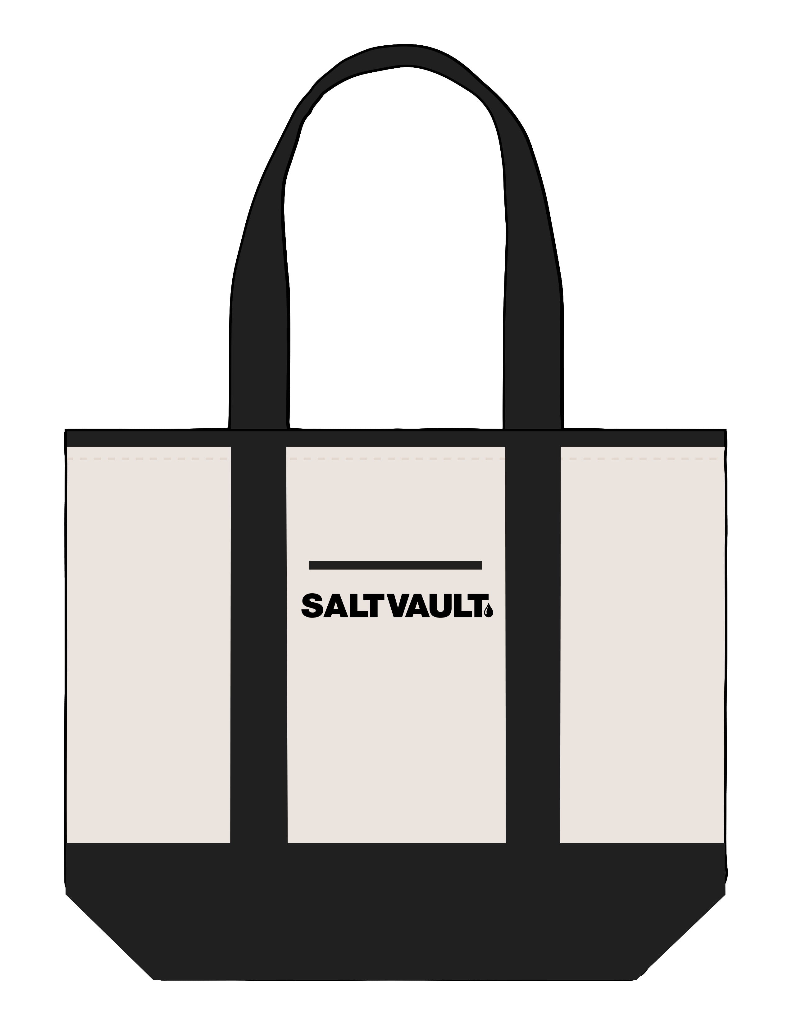 The Contrast Tote Bag - Natural / Black - Saltvault - Center Body - Embroidered - Black