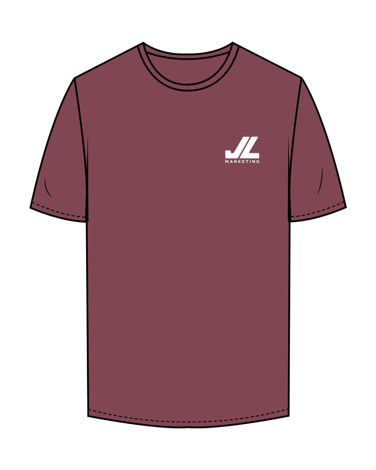 The Mens Tee - Berry - JL Marketing - Left Chest - Printed - White