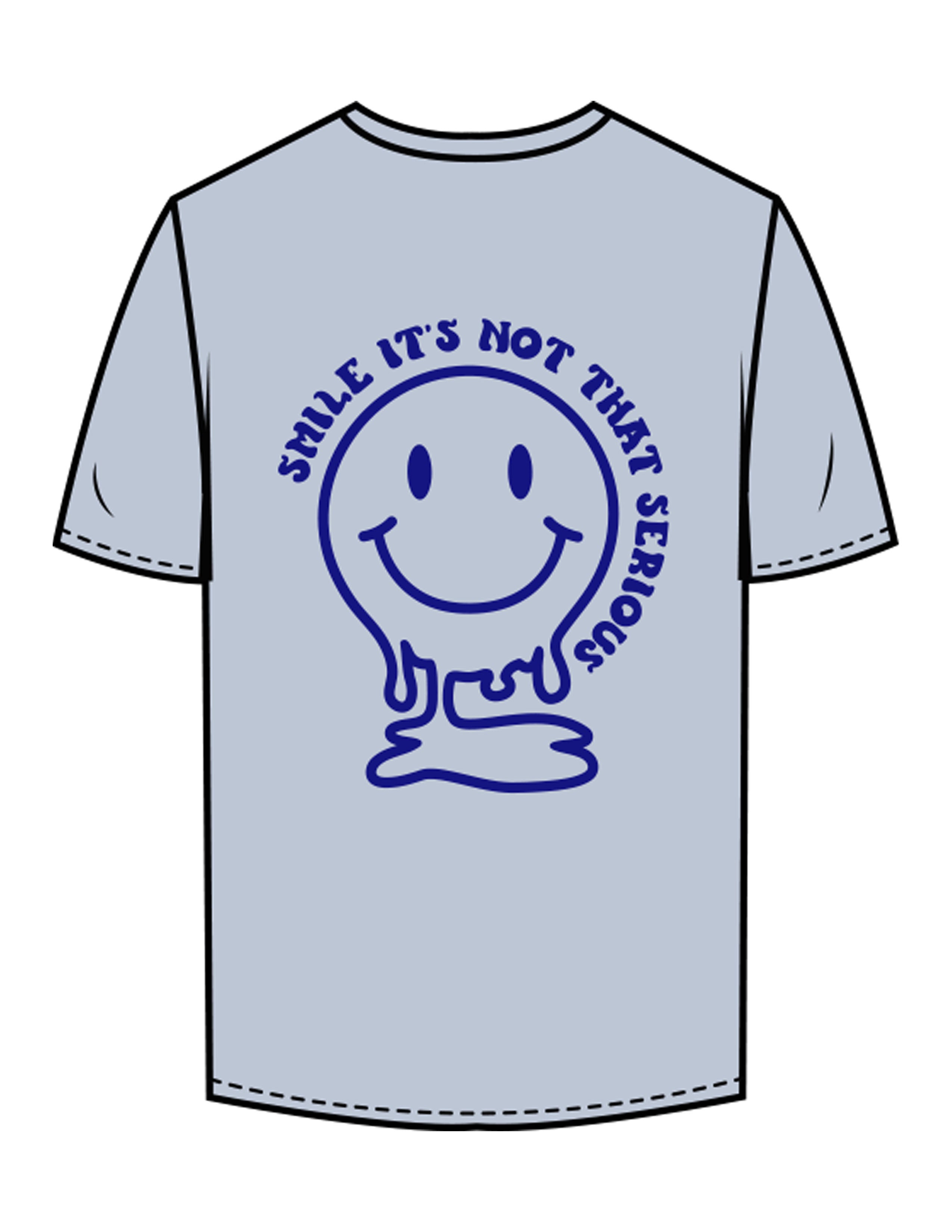 The Mens Tee - Powder - Try Smile Collective - Left Chest & Back Smiley - Printed - Cobalt