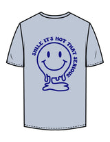 The Mens Tee - Powder - Try Smile Collective - Left Chest & Back Smiley - Printed - Cobalt
