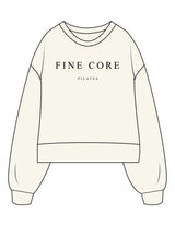 The Womens Heavyweight Crop - Off White - Fine Core Pilates - Center Chest Stacked - Printed - Black