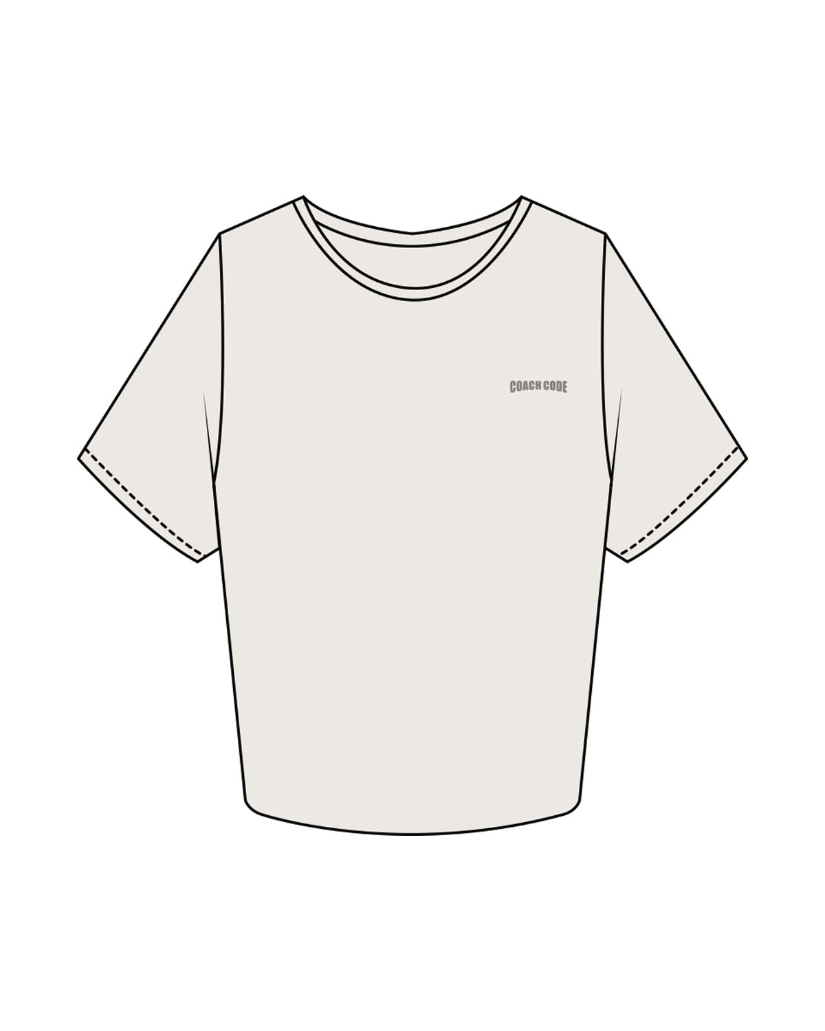 The Crop Tee - Bone - Coach Code - Left Chest - Back Full Center - Printed - Washed Gray