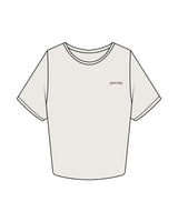 The Crop Tee - Bone - Coach Code - Left Chest - Back Full Center - Printed - Washed Gray
