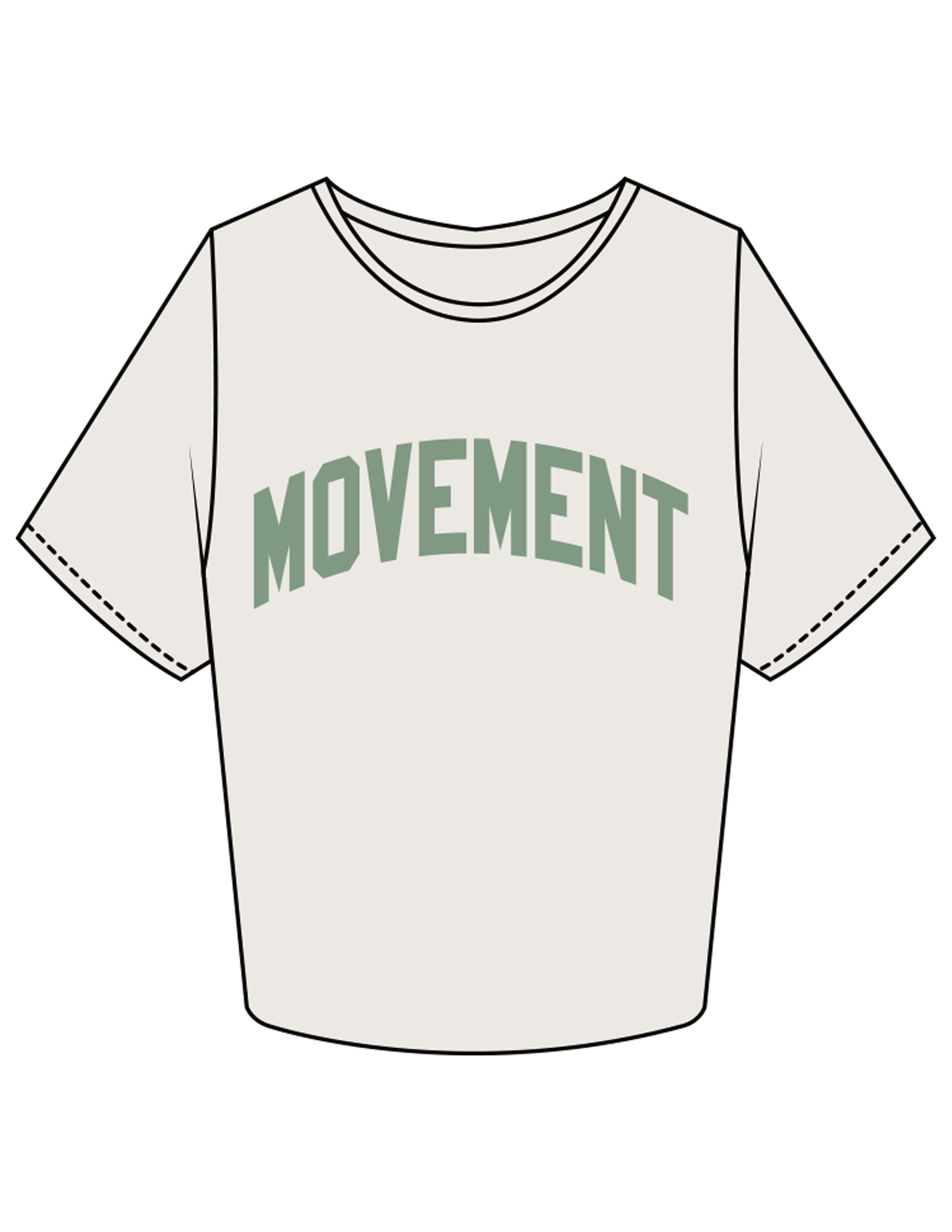 The Crop Tee - Bone - Movement With Chels - Chest Arc & Back Neckline Stacked - Printed - Green