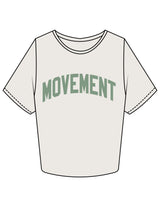 The Crop Tee - Bone - Movement With Chels - Chest Arc & Back Neckline Stacked - Printed - Green