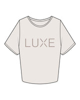 The Crop Tee - Bone - Lagree Luxe - Center Chest - Printed - Tone on Tone