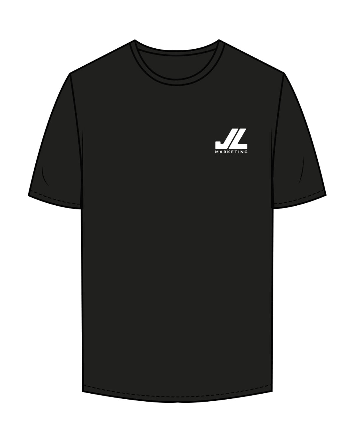 The Mens Tee - Black - JL Marketing - Left Chest - Printed - White