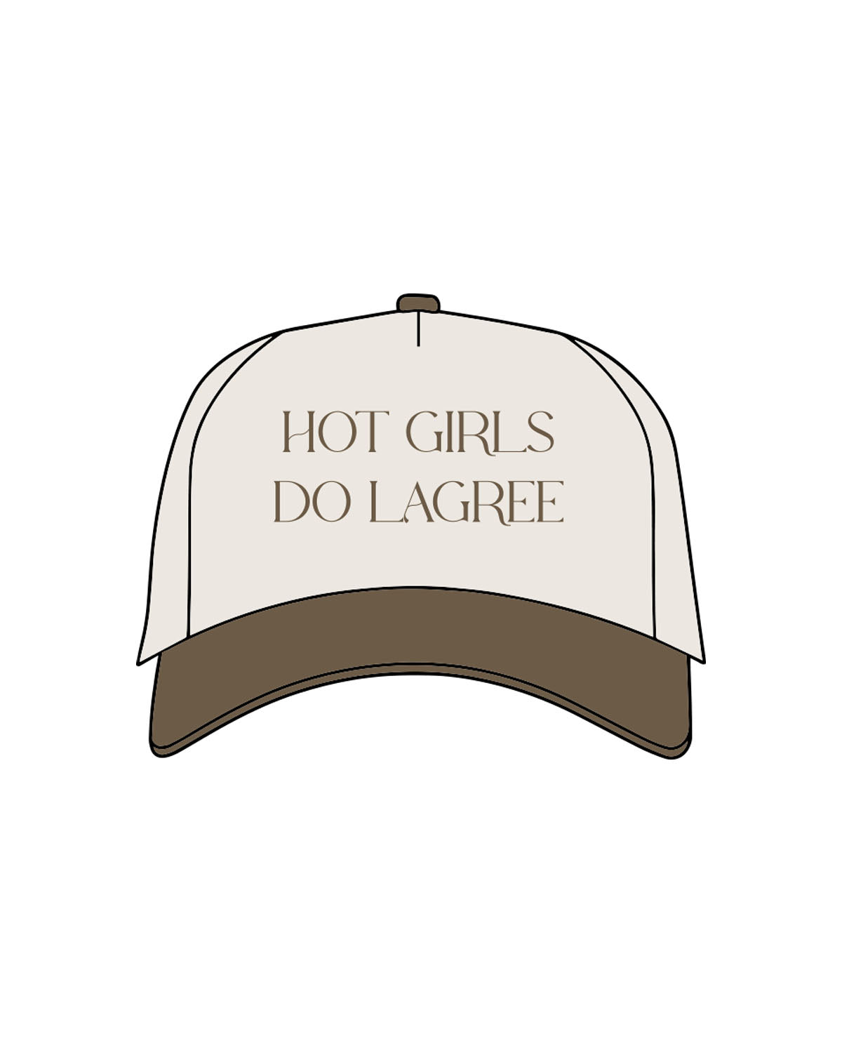 The Canvas Cap - Natural / Walnut - CORE REFORM - "HOT GIRLS ALL CAPS" Center Crown Logo "Printed" & Left side "Embroidered" -  Walnut