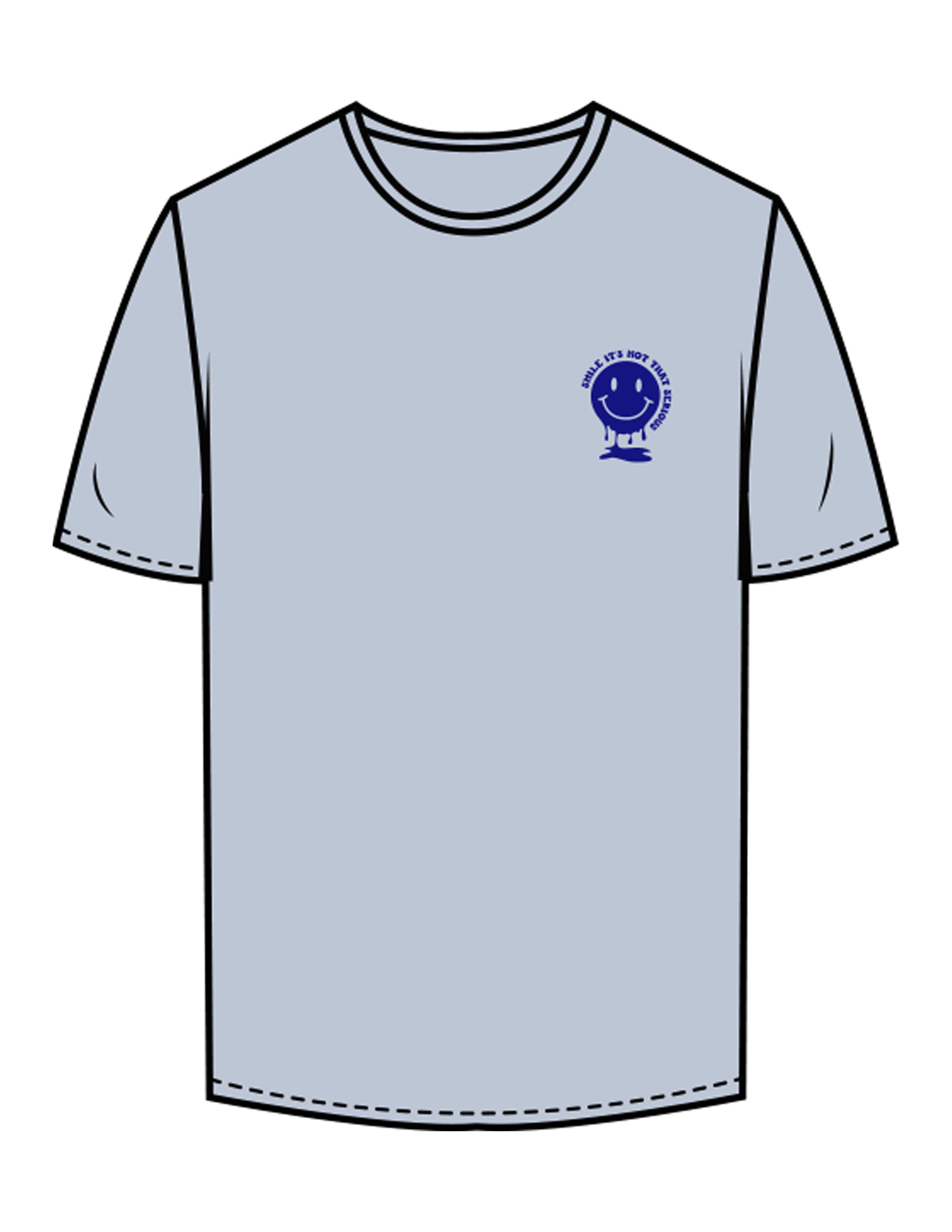 The Mens Tee - Powder - Try Smile Collective - Left Chest & Back Smiley - Printed - Cobalt