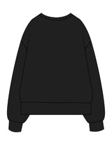 The Womens Heavyweight Crewneck - Black - Fine Core Pilates - Center Chest Stacked - Printed - White