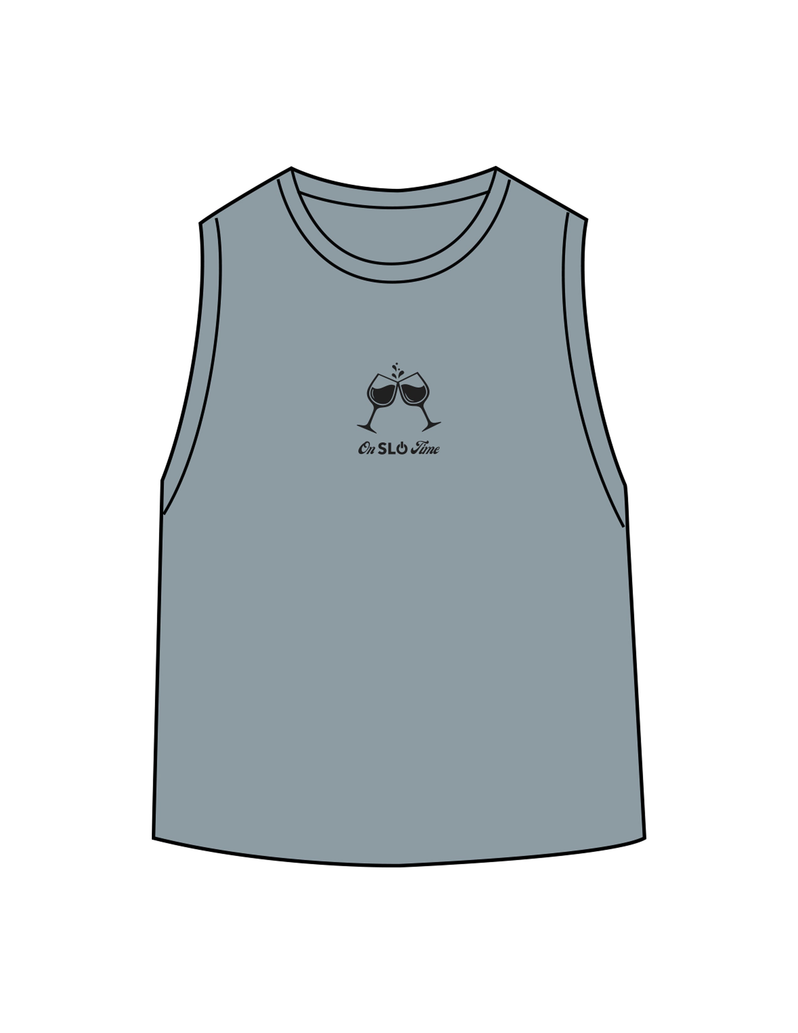 The Daily Crop Tank - Stonewash Denim - Powerhouse Fitness - Center Chest & Back Stacked "LAGREE" - Printed - Black