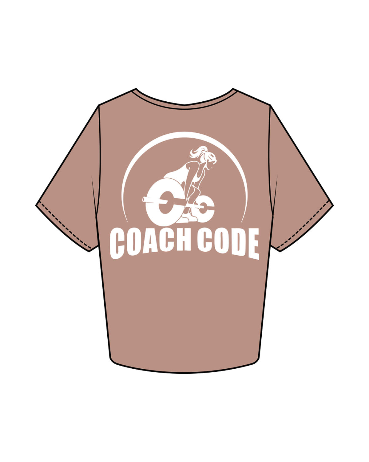 The Crop Tee - Clay - Coach Code - Left Chest - Back Full Center - Printed - White