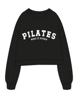 The Womens Heavyweight Crop - Black - Move Studio - Center Chest Arch Stacked - Printed - White