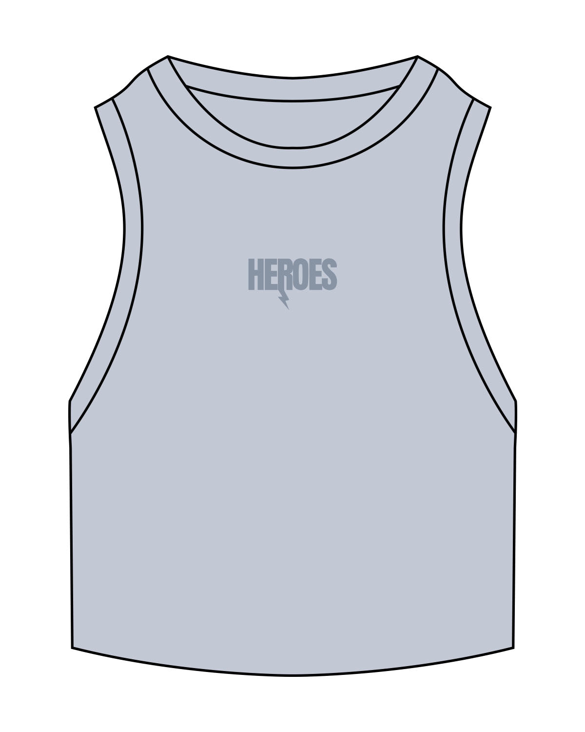 The Ribbed Crop Tank - Powder - Heroes Fitness - Center Chest - Embroidered - Tone on Tone