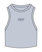 The Ribbed Crop Tank - Powder - Heroes Fitness - Center Chest - Embroidered - Tone on Tone
