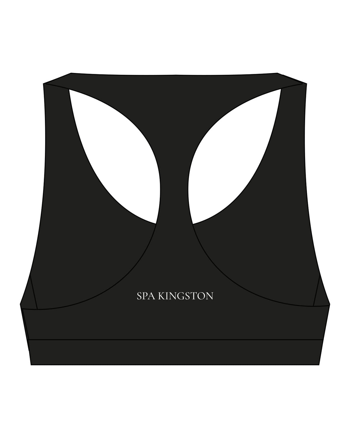 The Racer Bra - Black - Spa Kingston - Center Chest & Back - Printed - White