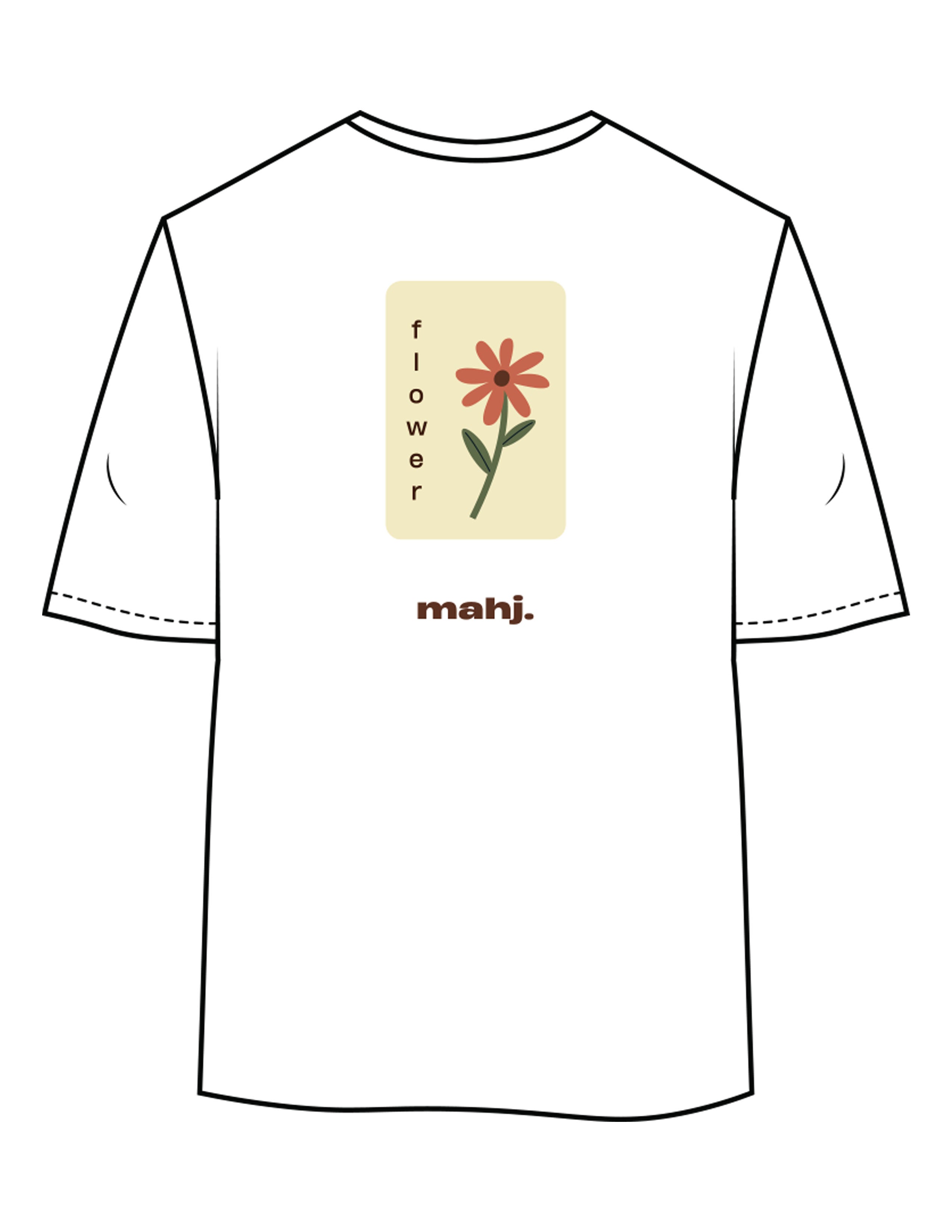 The Womens Oversized Tee - White - Barnes. The Label - Left Chest & Back Flower - Printed - Full Color