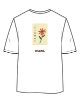 The Womens Oversized Tee - White - Barnes. The Label - Left Chest & Back Flower - Printed - Full Color