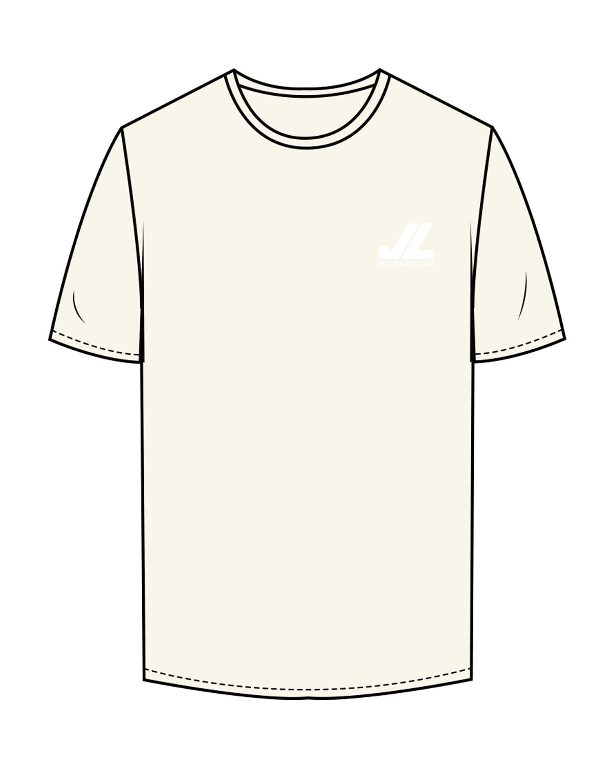 The Mens Tee - Off White - JL Marketing - Left Chest - Printed - White