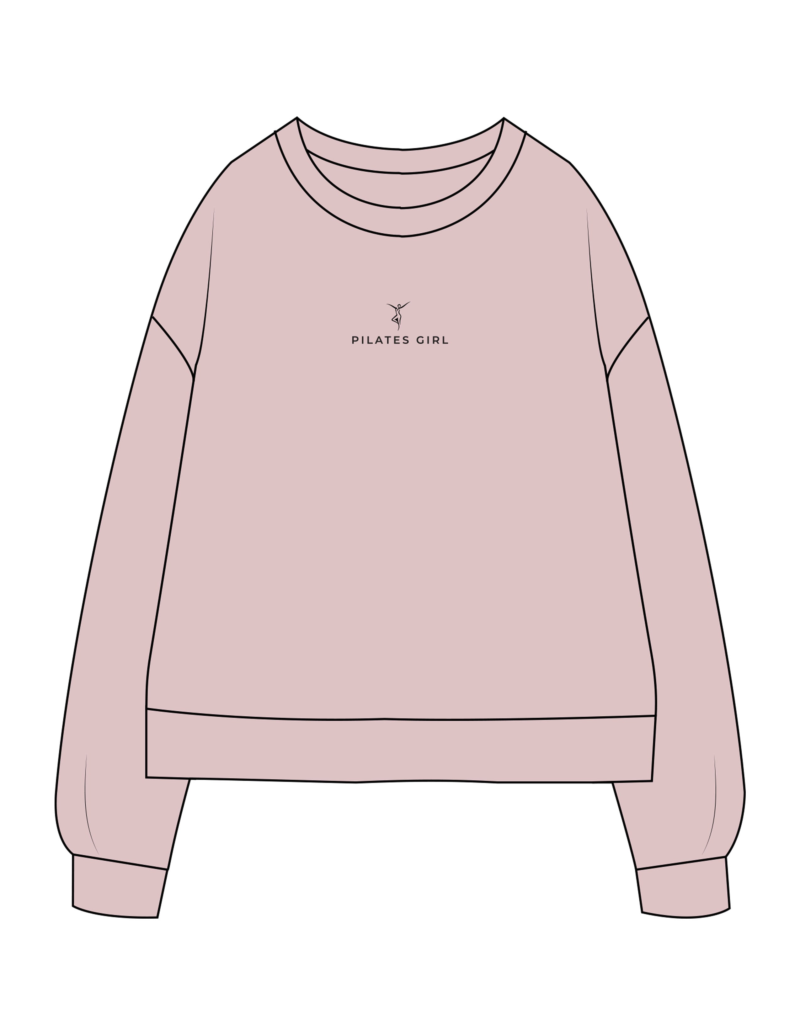 The Recycled Womens Crewneck - Blush - Movement Pilates Buffalo - Center Chest - EMB - Black