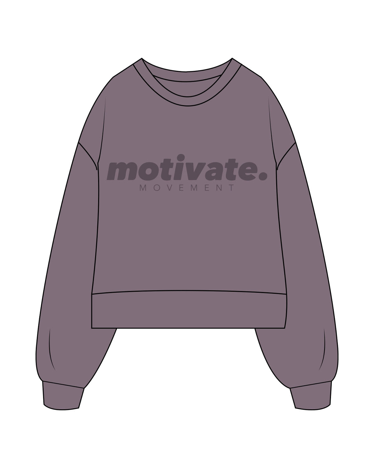 The Womens Heavyweight Crop - Mauve - Motivate Movement - Center Chest Stacked - Printed - Tone on Tone