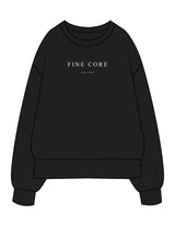 The Womens Heavyweight Crewneck - Black - Fine Core Pilates - Center Chest Stacked - Printed - White