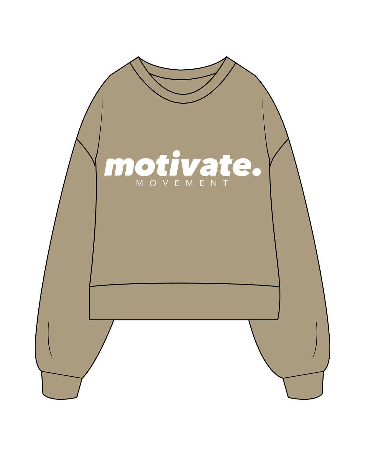 The Womens Heavyweight Crop - Cedar - Motivate Movement - Center Chest Stacked - Printed - White