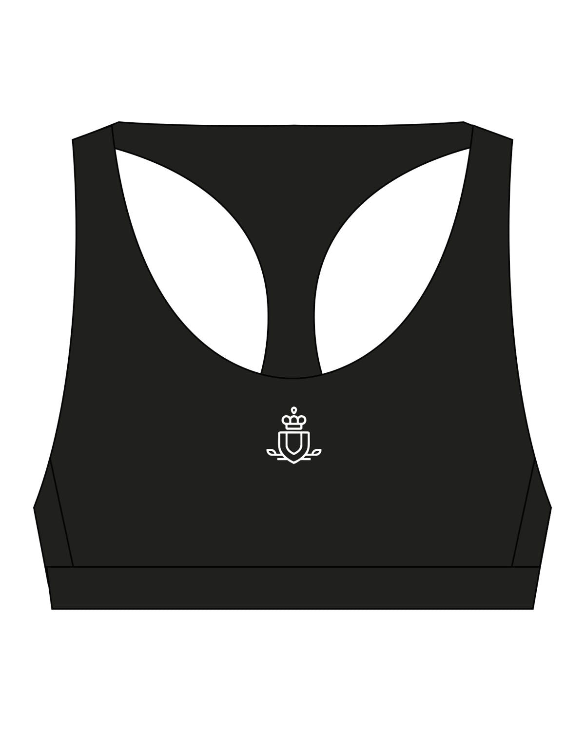 The Racer Bra - Black - Spa Kingston - Center Chest & Back - Printed - White