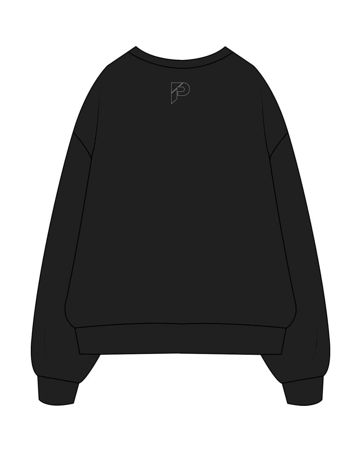 The Mens Crewneck - Black - The Platform Studio - Center Chest Stacked & Center Back - Printed - White