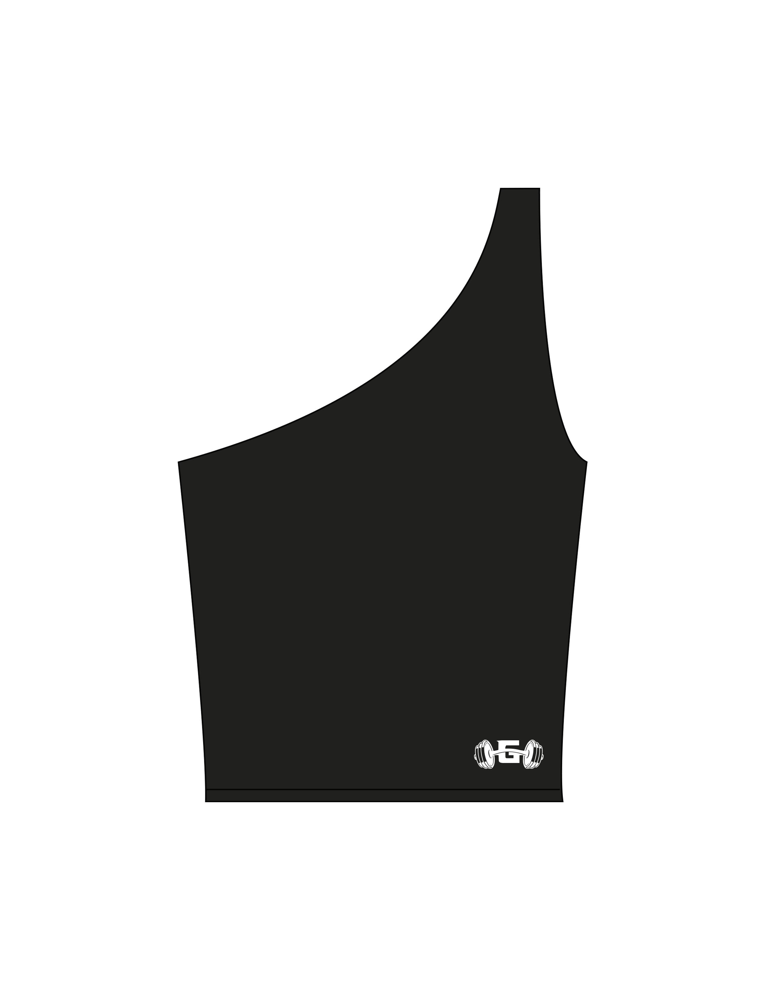 The One Shoulder Tank - Black - Gladden Gains - Front Bottom Left - Printed - White