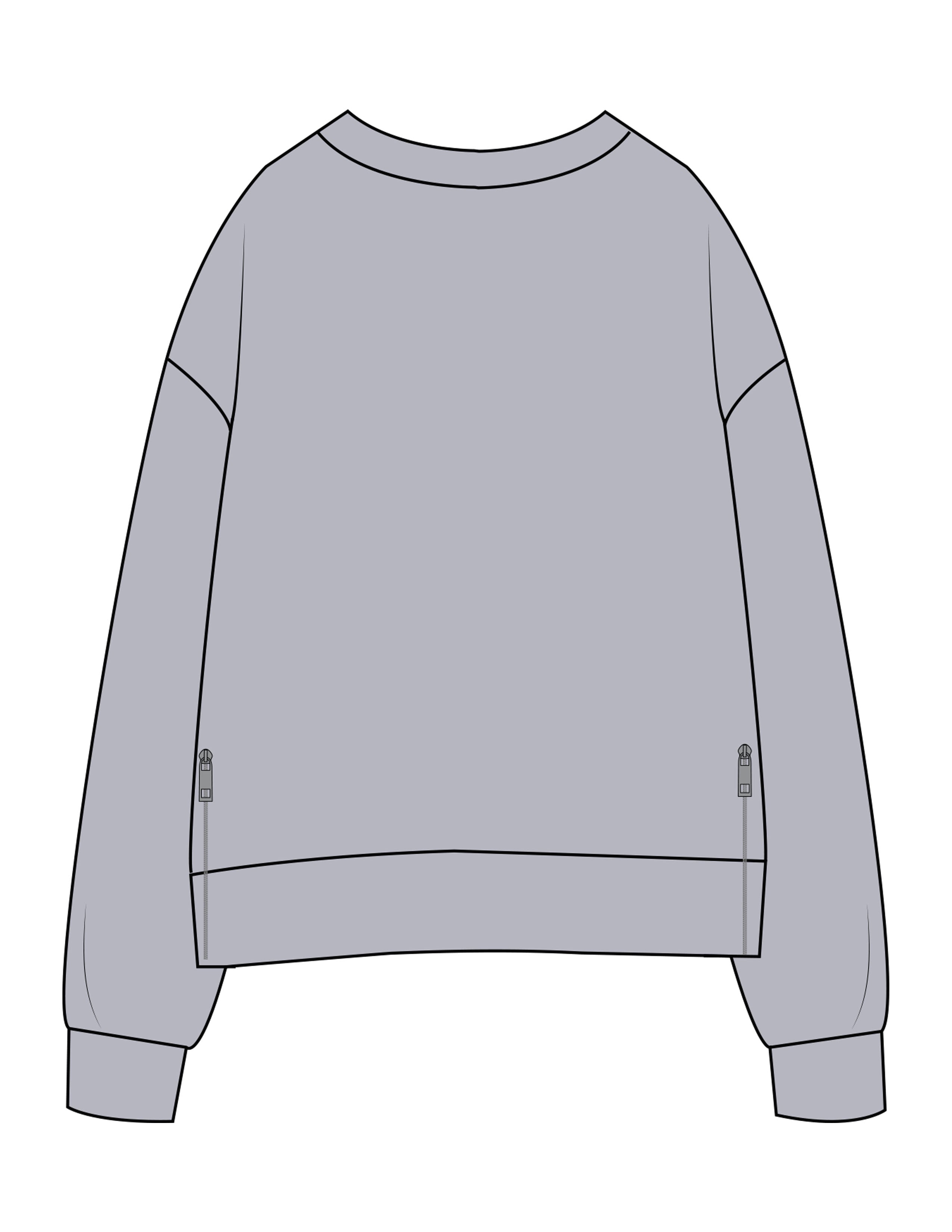 The Side Zip Crewneck - Heather - Fine Core Pilates - Left Chest Stacked - Printed - Black