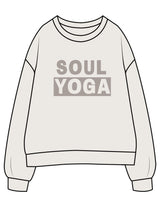 The Mens Crewneck - Bone  - SOUL YOGA - Center Chest Stacked - Printed - Tone on Tone