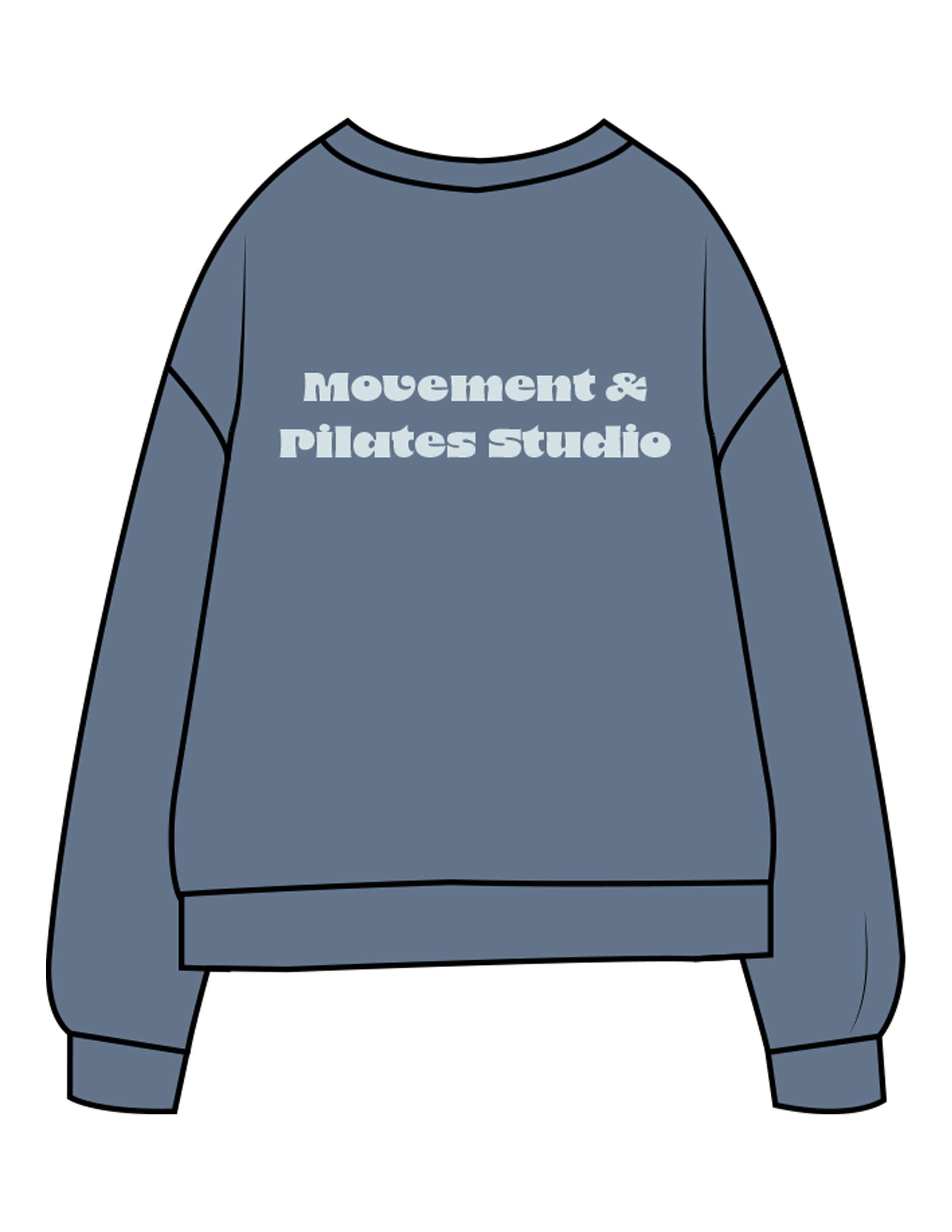The Midweight Unisex Crewneck - Washed Slate - Movement With Chels - Left Chest & Right Sleeve - Back Stacked - Printed - Light Blue