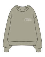 The Womens Heavyweight Crewneck - Eucalyptus - Move Studio - Left Chest Stacked & Back Full - Printed - White