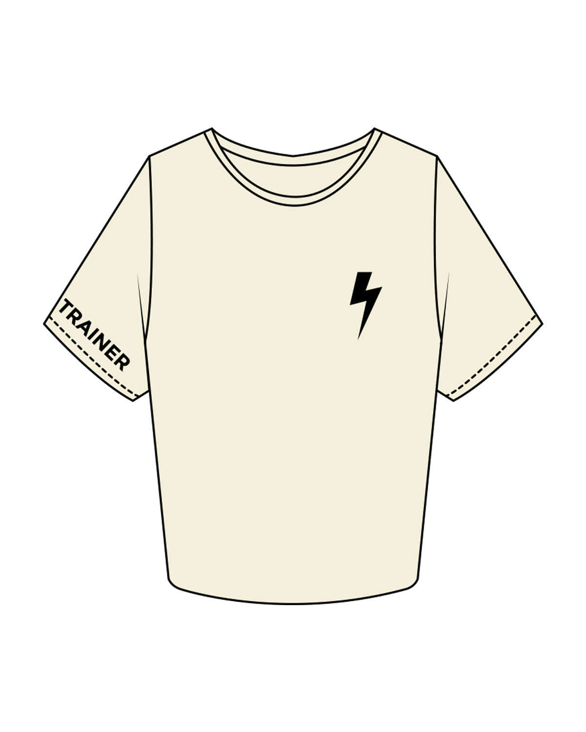 The Crop Tee - Butter - Heroes Fitness - Left Chest & Right Sleeve "TRAINER" - Back Stacked - Printed - Black