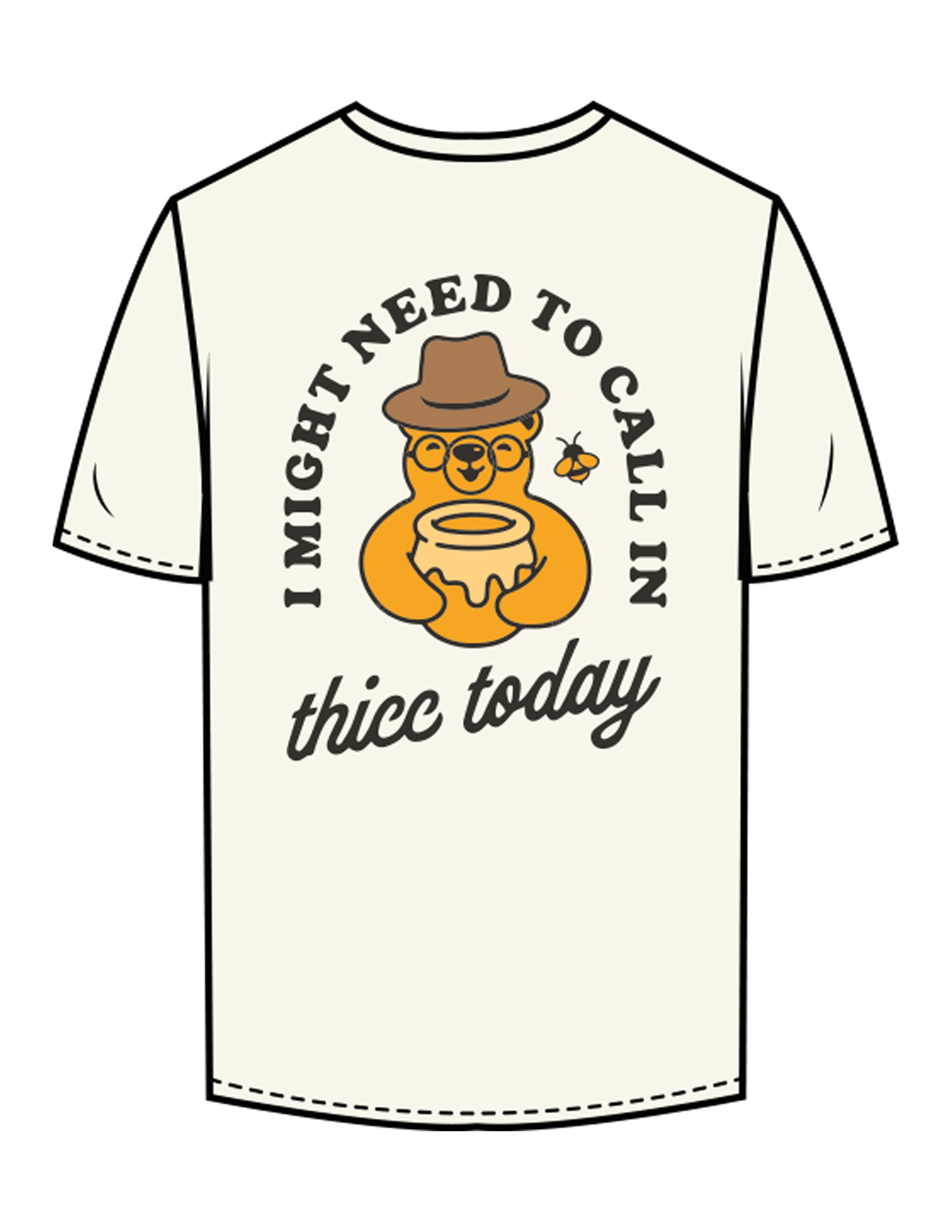 The Mens Tee - Off White - Try Smile Collective - Left Chest & Back Bear - Printed - Full Color