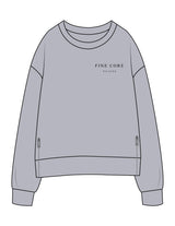 The Side Zip Crewneck - Heather - Fine Core Pilates - Left Chest Stacked - Printed - Black