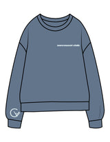 The Midweight Unisex Crewneck - Washed Slate - Movement With Chels - Left Chest & Right Sleeve - Back Stacked - Printed - Light Blue