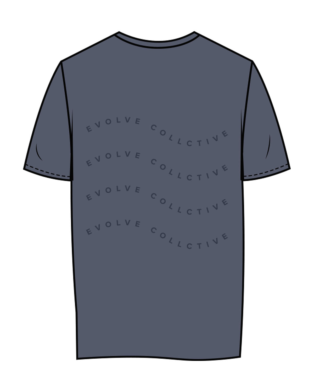The Womens Tee - Petrol - Evolve Collective - Left Chest & Back Stacked - Printed - Tone on Tone