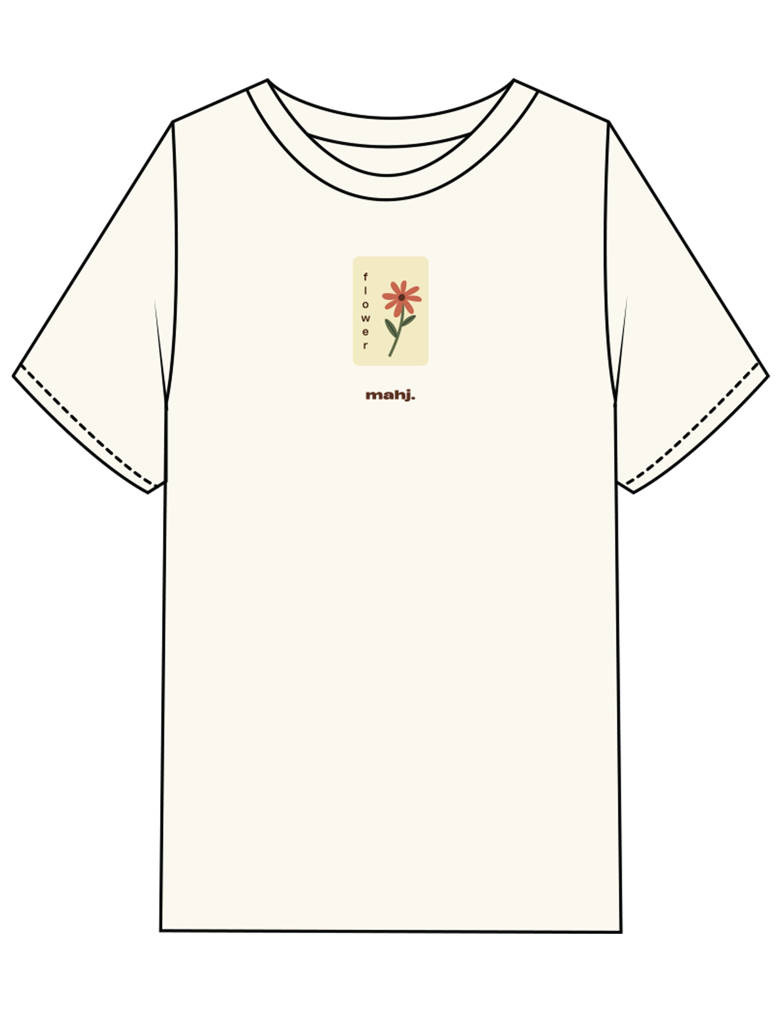 The Womens Heavyweight Tee - Off White - Barnes. The Label - Chest Flower - Printed - Full Color
